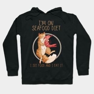 I'm on seafood diet - Cream Bicolor American Curl Cat Hoodie